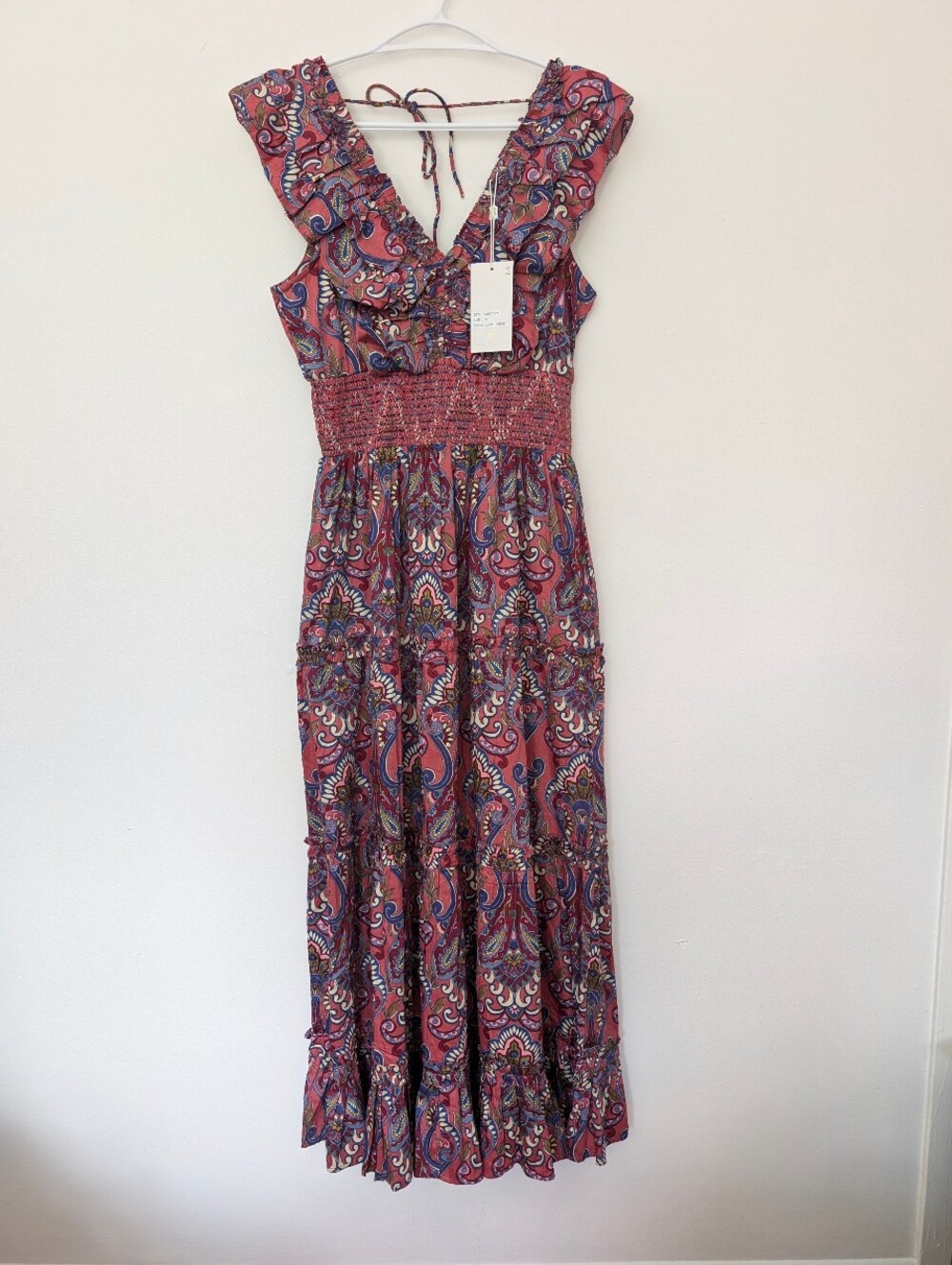 NWT Caroline Constas Juniper Smocked Cotton Maxi Dress Romantic Garden Party S